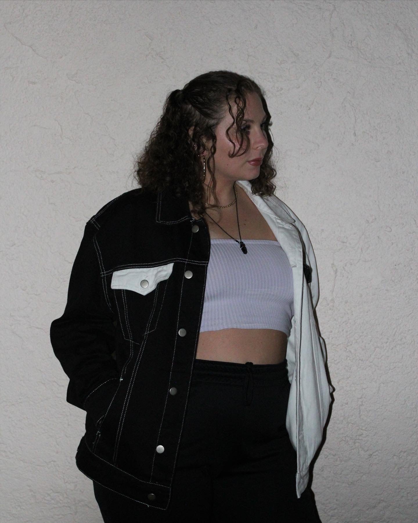 Black & White Split Denim Jacket