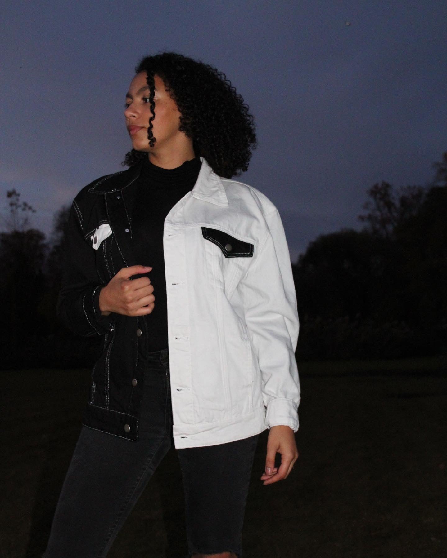 Black & White Split Denim Jacket