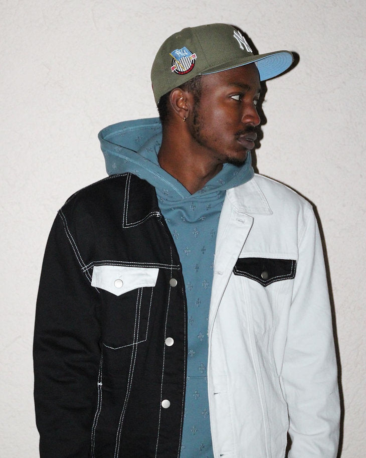 Black & White Split Denim Jacket
