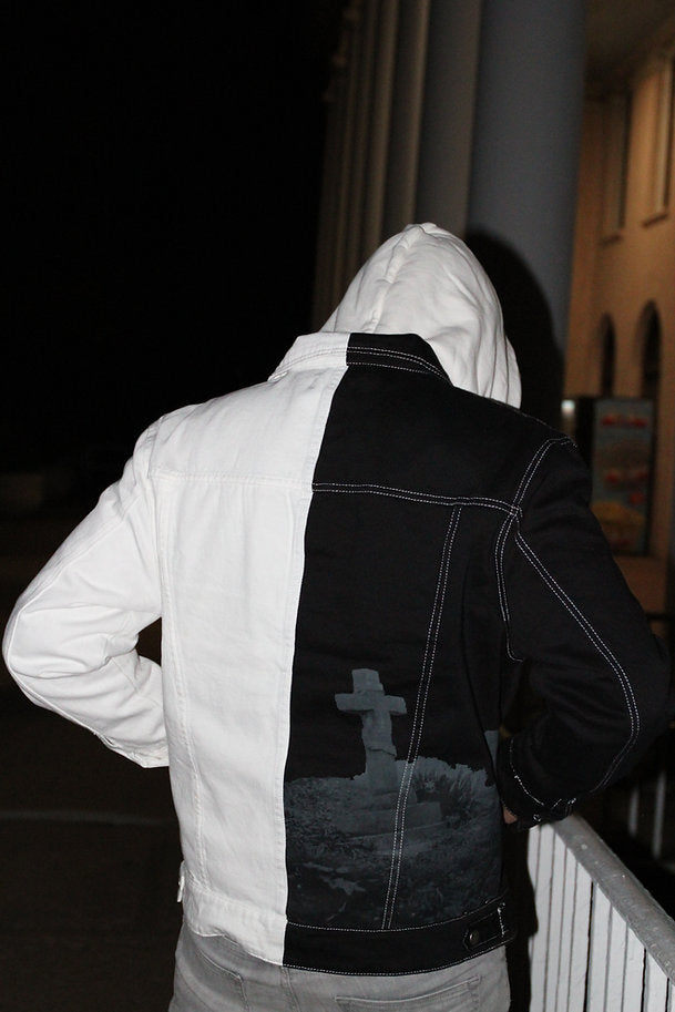 Black & White Split Denim Jacket