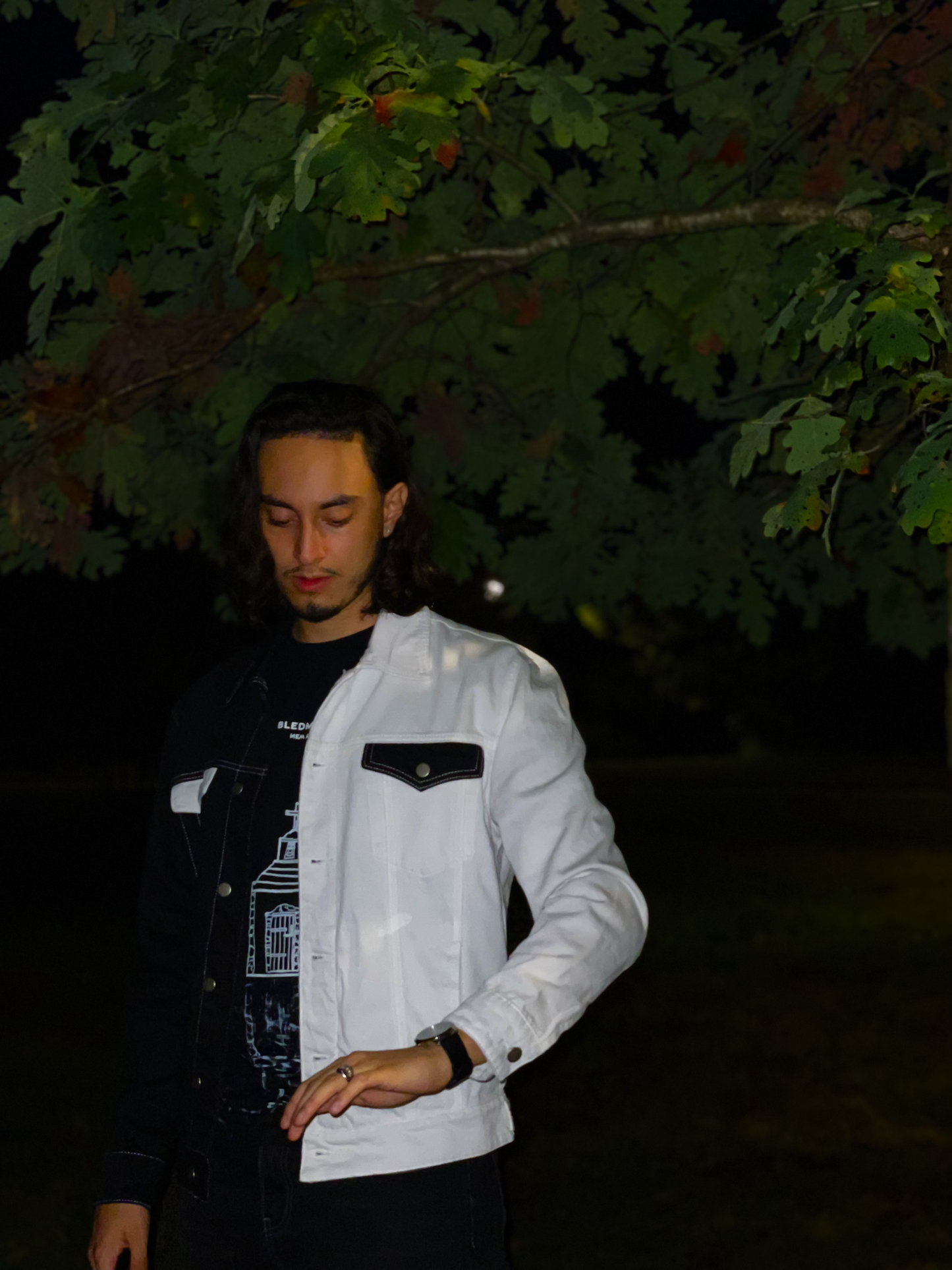 Black & White Split Denim Jacket