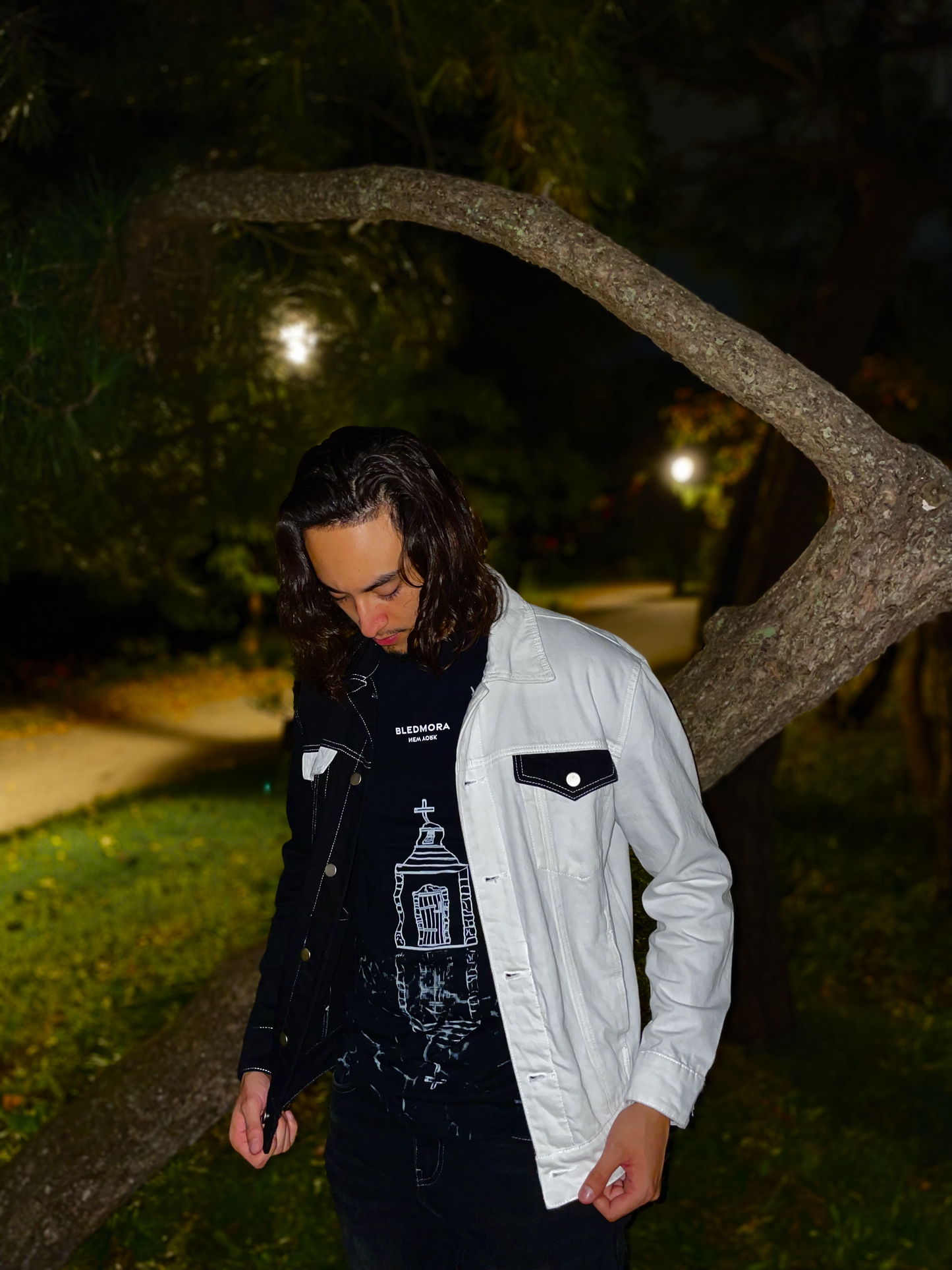 Black & White Split Denim Jacket