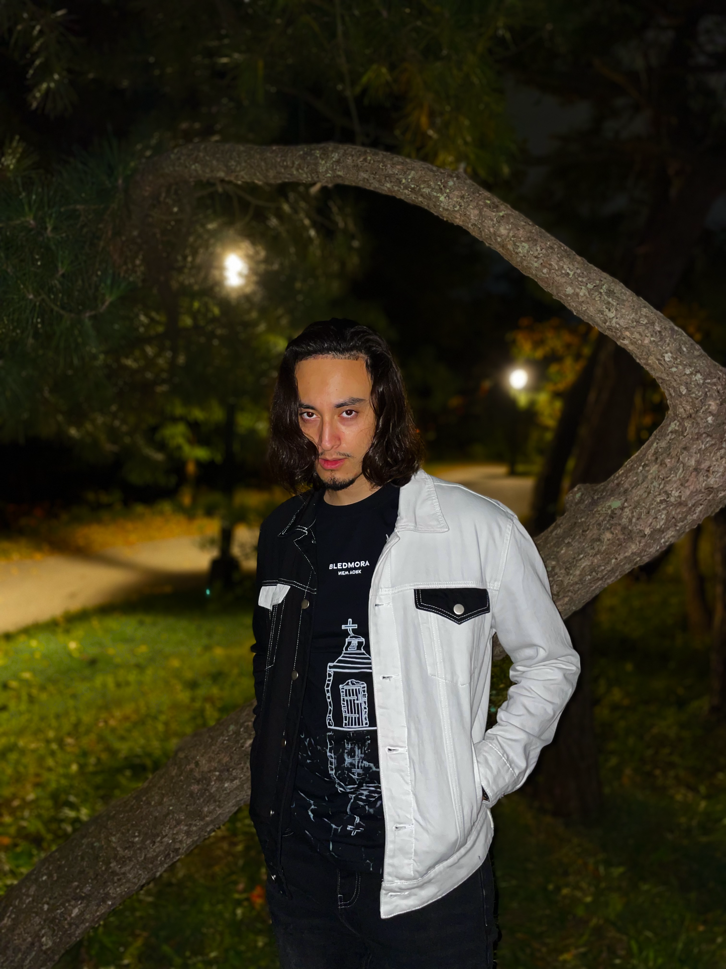 Black & White Split Denim Jacket