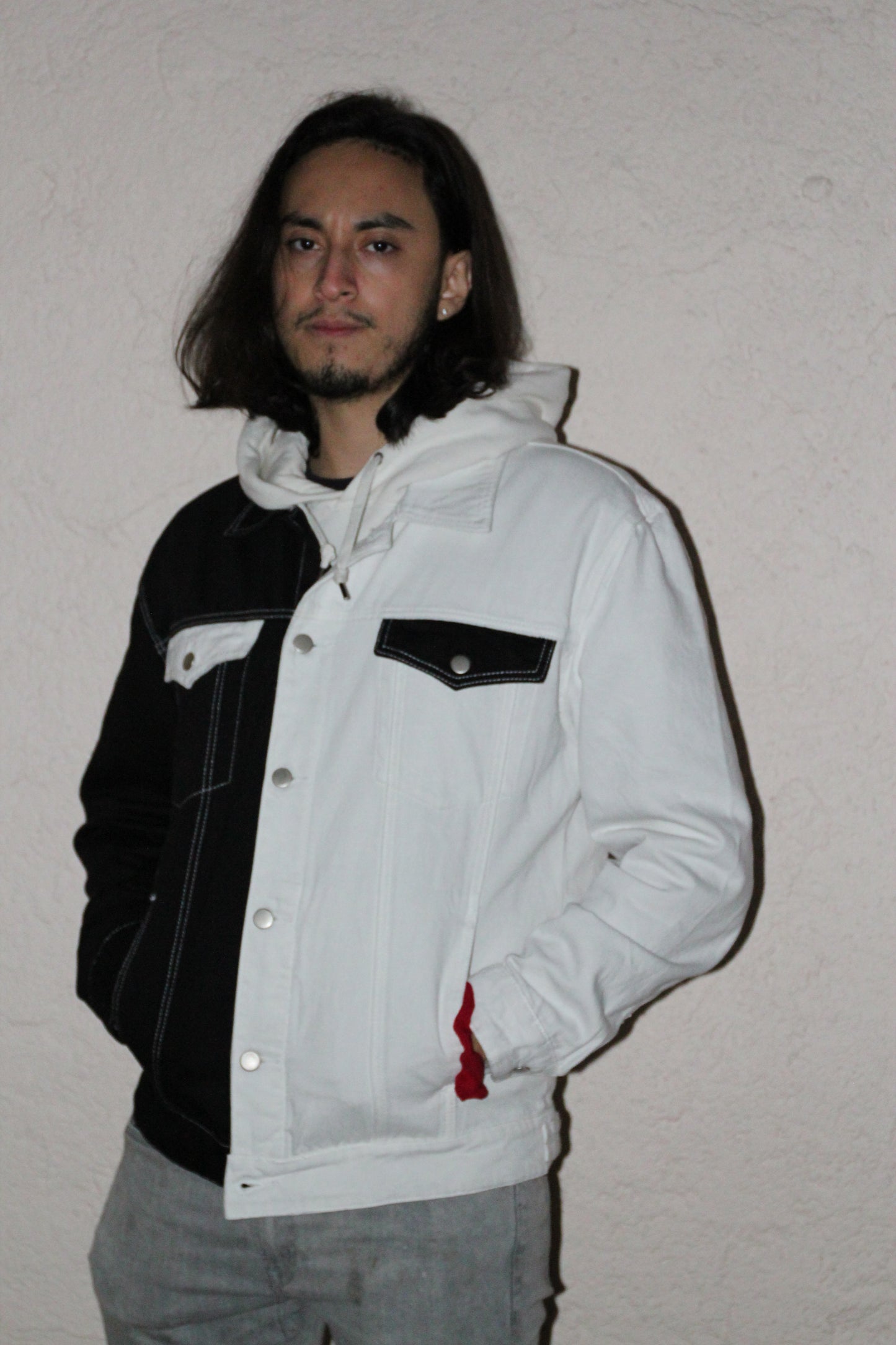 Black & White Split Denim Jacket