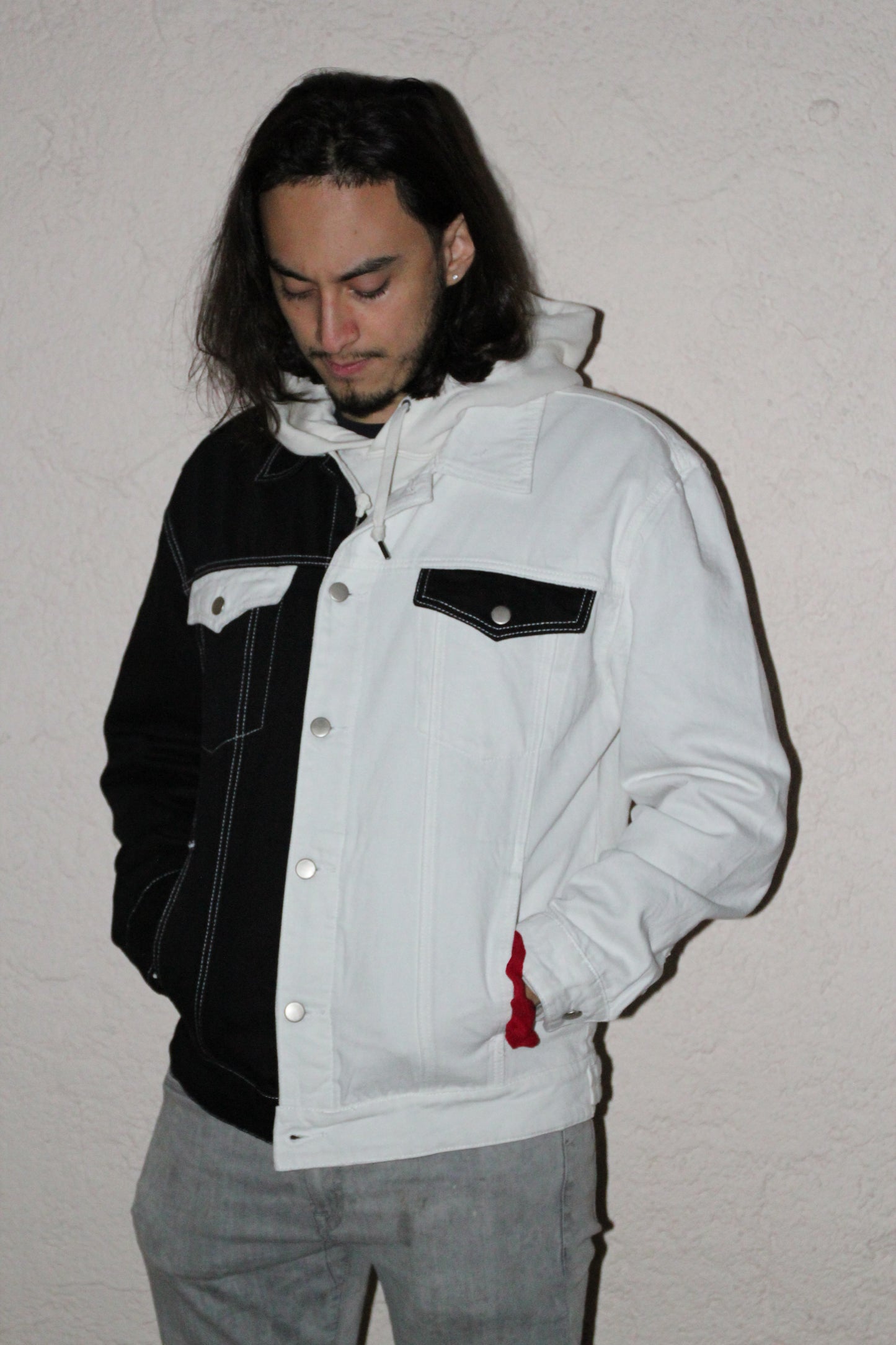 Black & White Split Denim Jacket