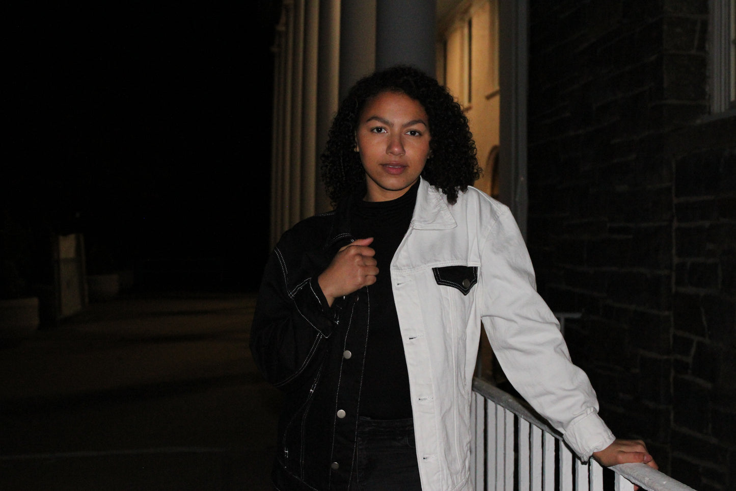 Black & White Split Denim Jacket