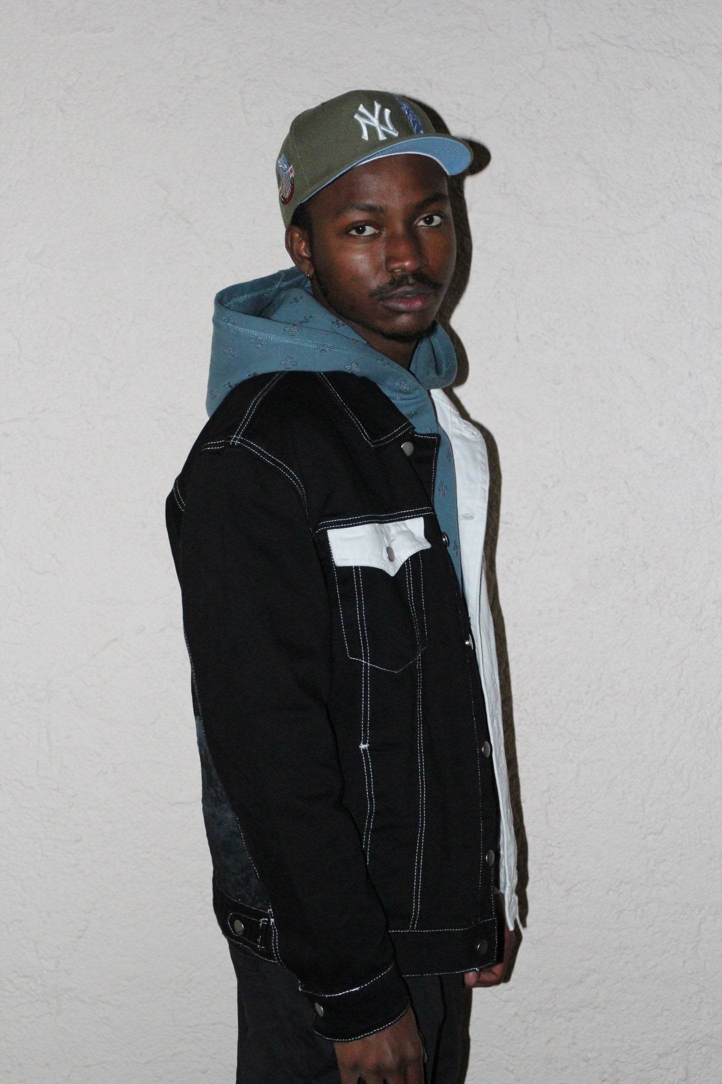 Black & White Split Denim Jacket