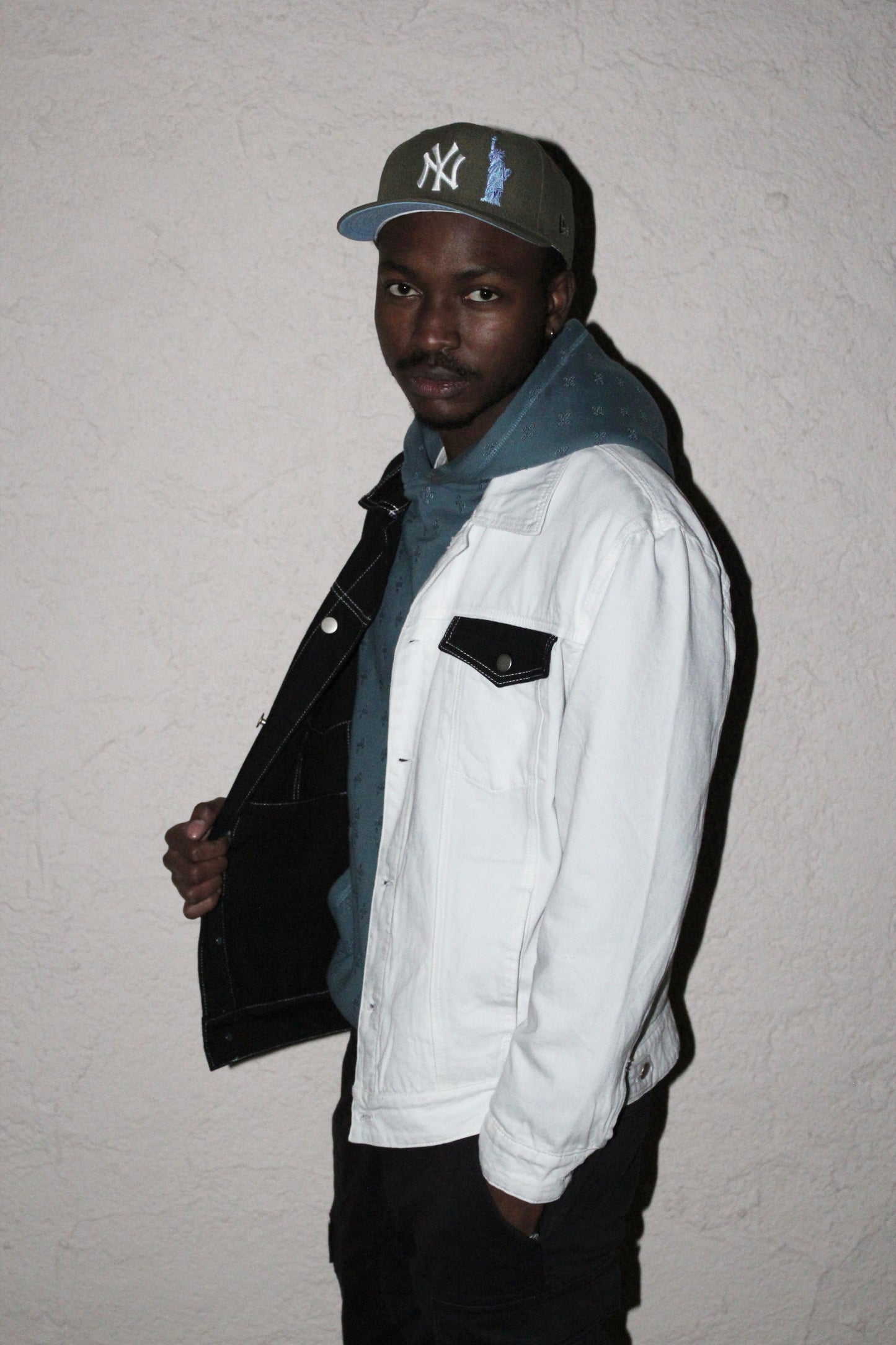 Black & White Split Denim Jacket