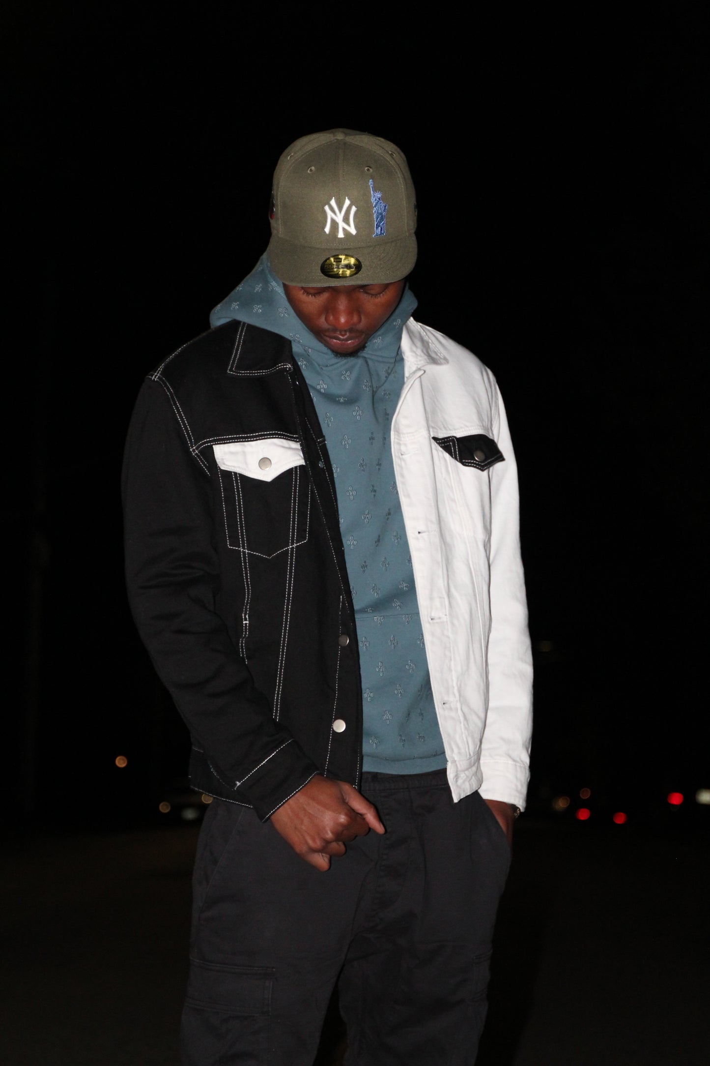Black & White Split Denim Jacket