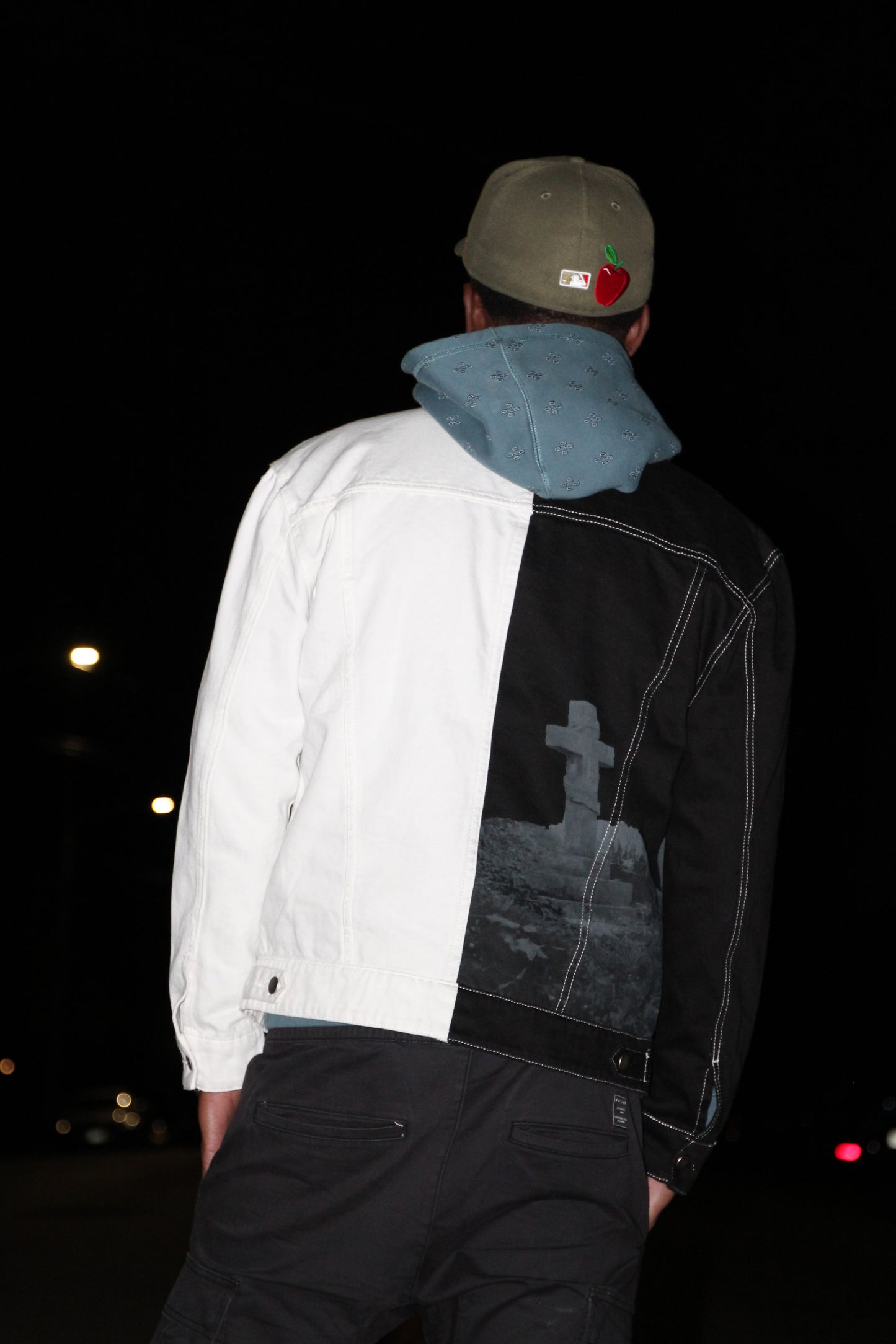 Black & White Split Denim Jacket
