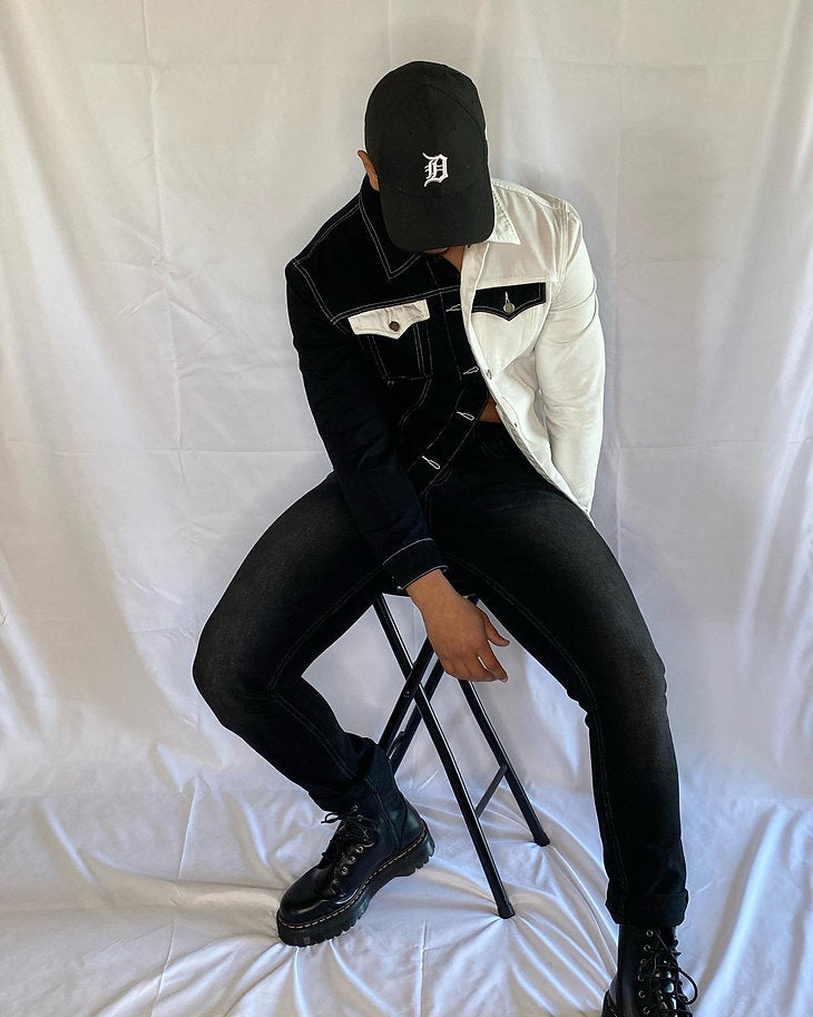 Black Denim Jeans White Washed