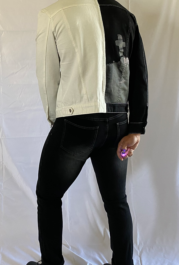 Black Denim Jeans White Washed