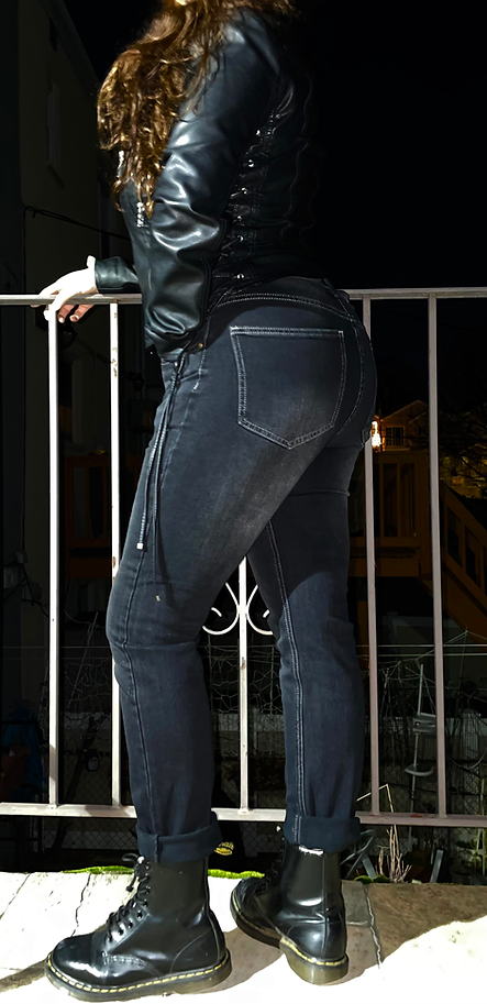 Black Denim Jeans White Washed