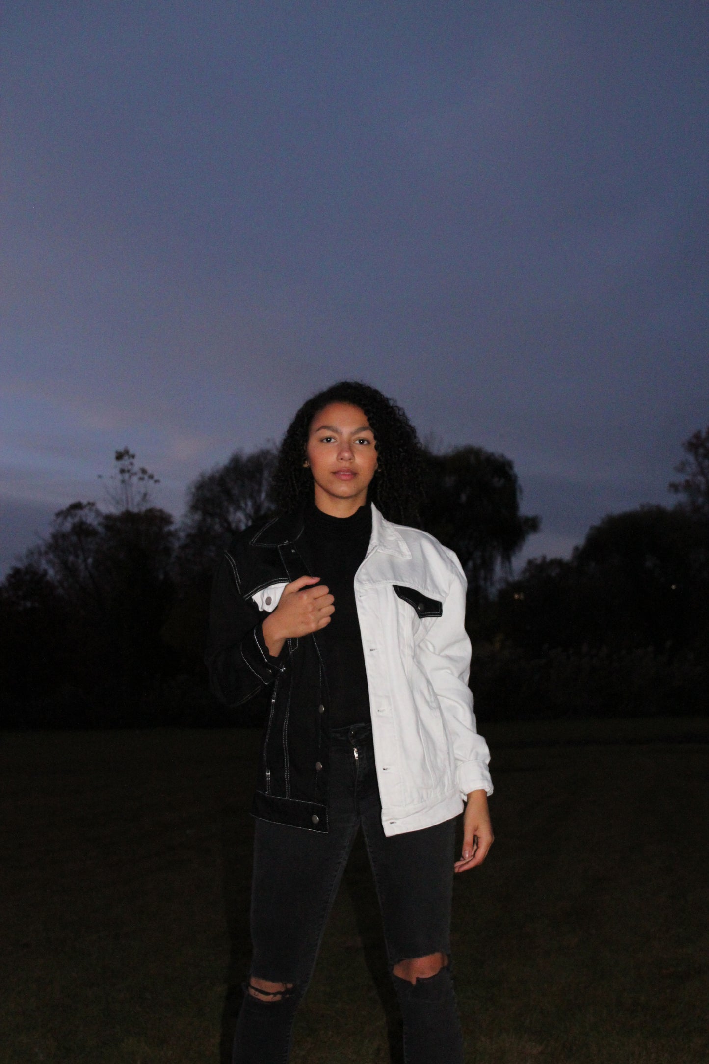 Black & White Split Denim Jacket